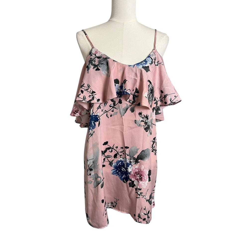 GIBIU Sundress Womens S Pink Floral Ruffle Off Shoulder Short Summer Coquette